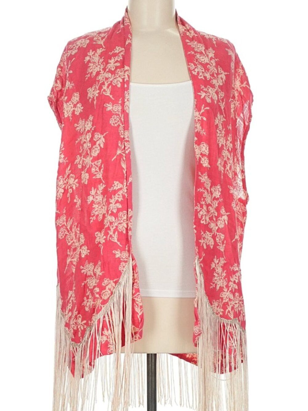 🦋 MNG - Floral Kimono Sleeved Wrap with Fringe